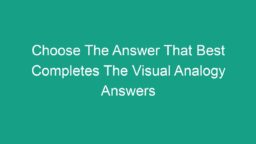 Choose The Answer That Best Completes The Visual Analogy Answers