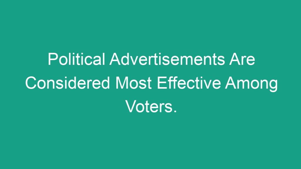 Political Advertisements Are Considered Most Effective Among Voters