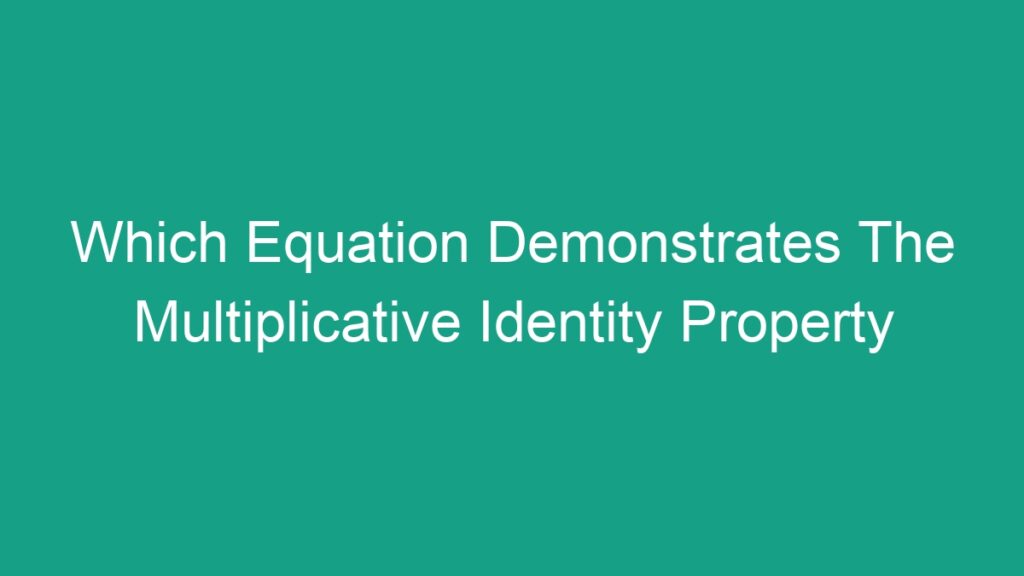 Which Equation Demonstrates The Multiplicative Identity Property