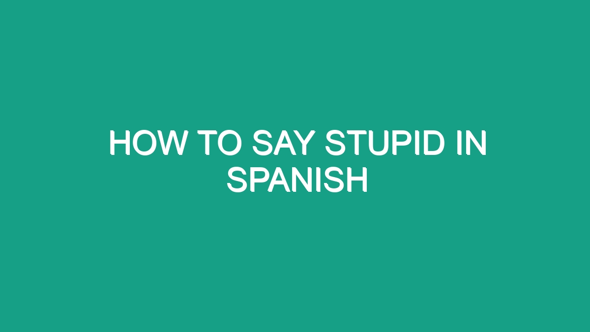 How To Say Stupid In Spanish - Android62