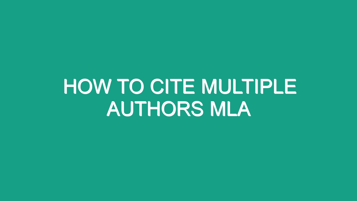 How To Cite Multiple Authors Mla - Android62