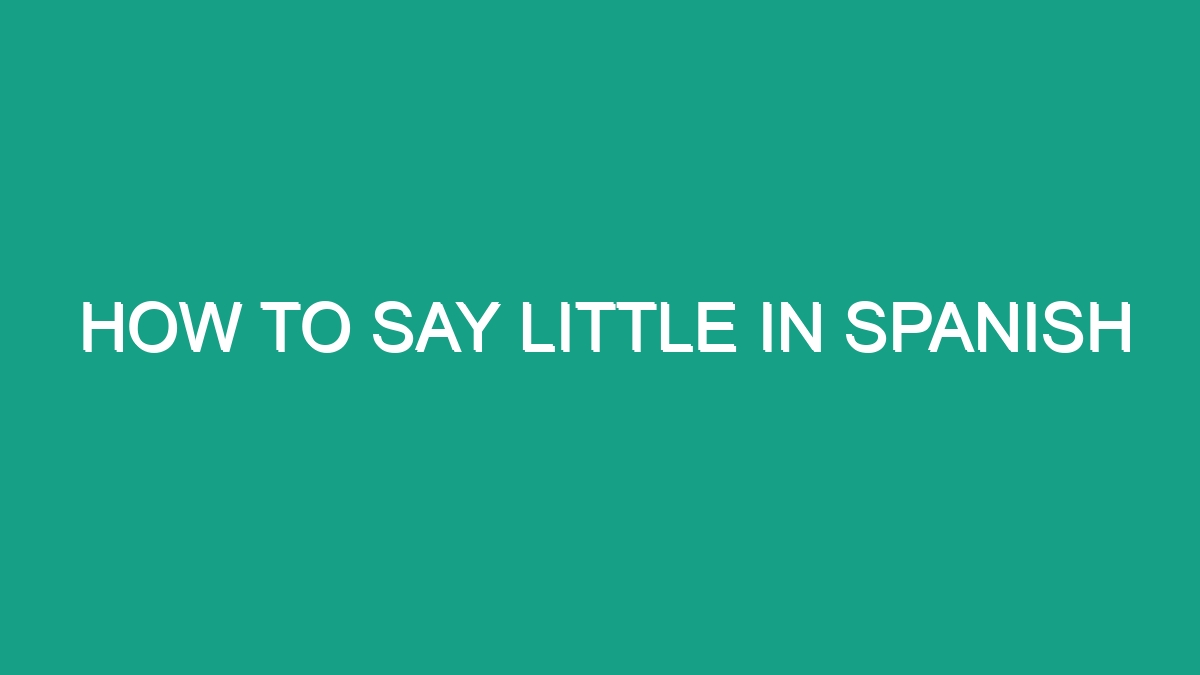 How To Say Little In Spanish Android62